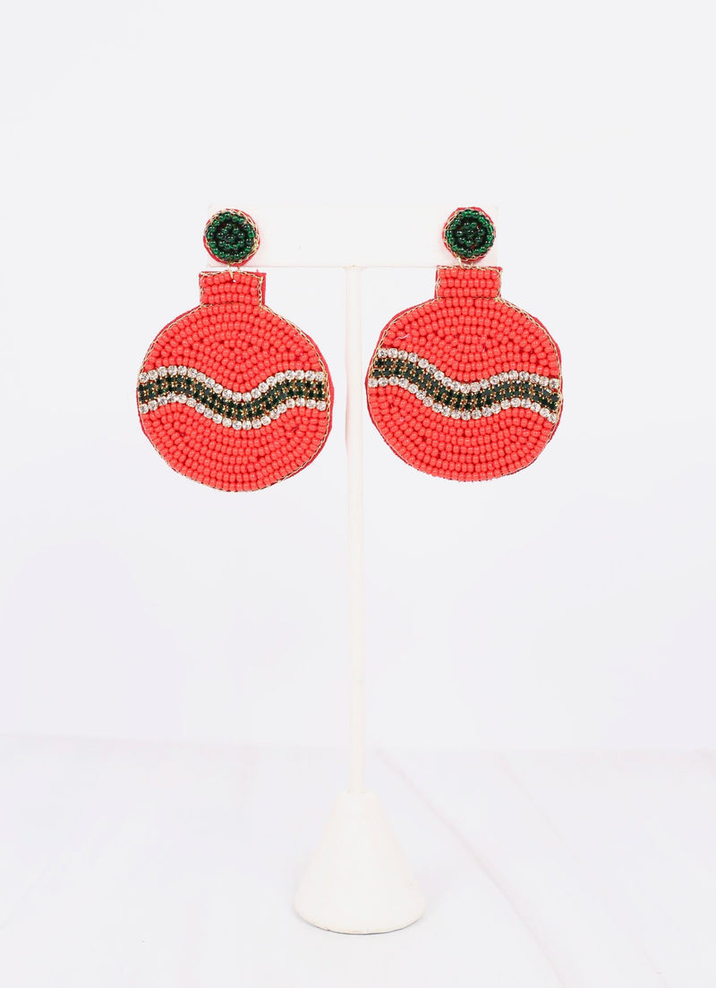 Christmas Ornament Earring RED