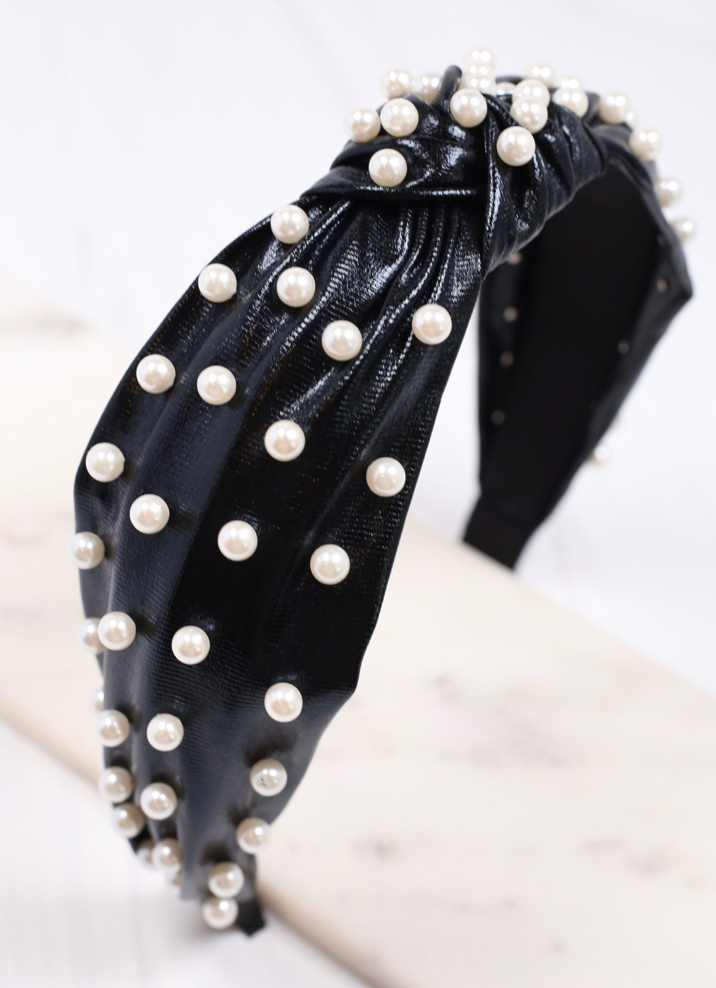 Abbie Pearl Studded Headband BLACK