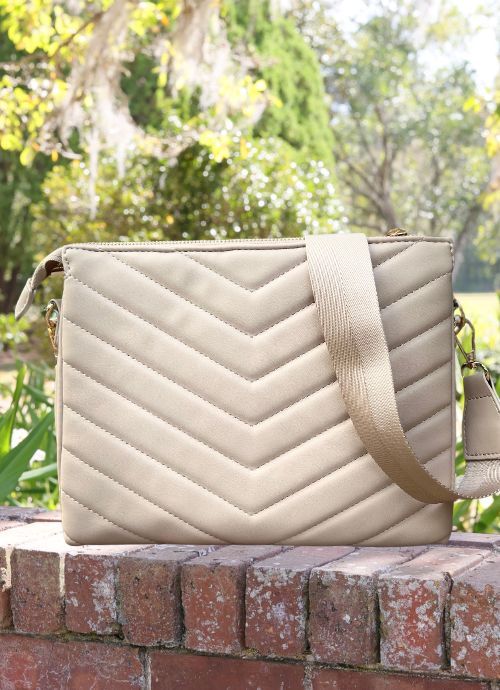 Ariana Crossbody Nude V Quilted