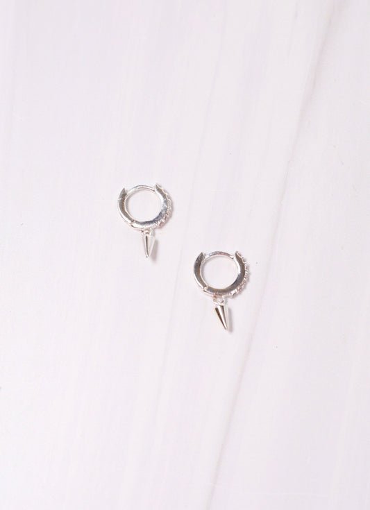 Hagen CZ Huggie Earring with Spike SILVER