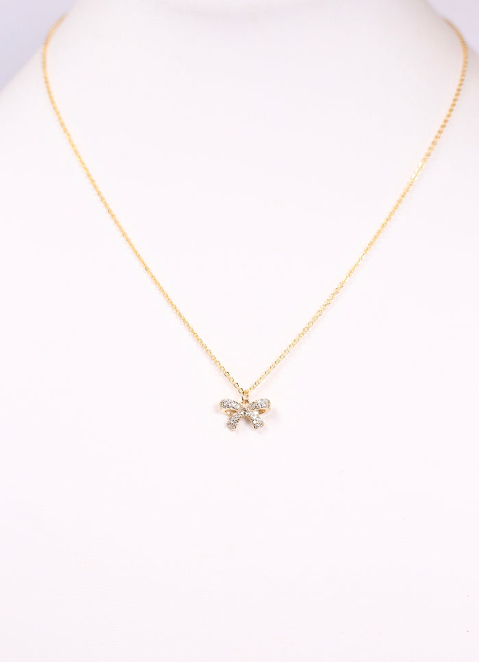 Ellen Mary CZ Bow Necklace GOLD