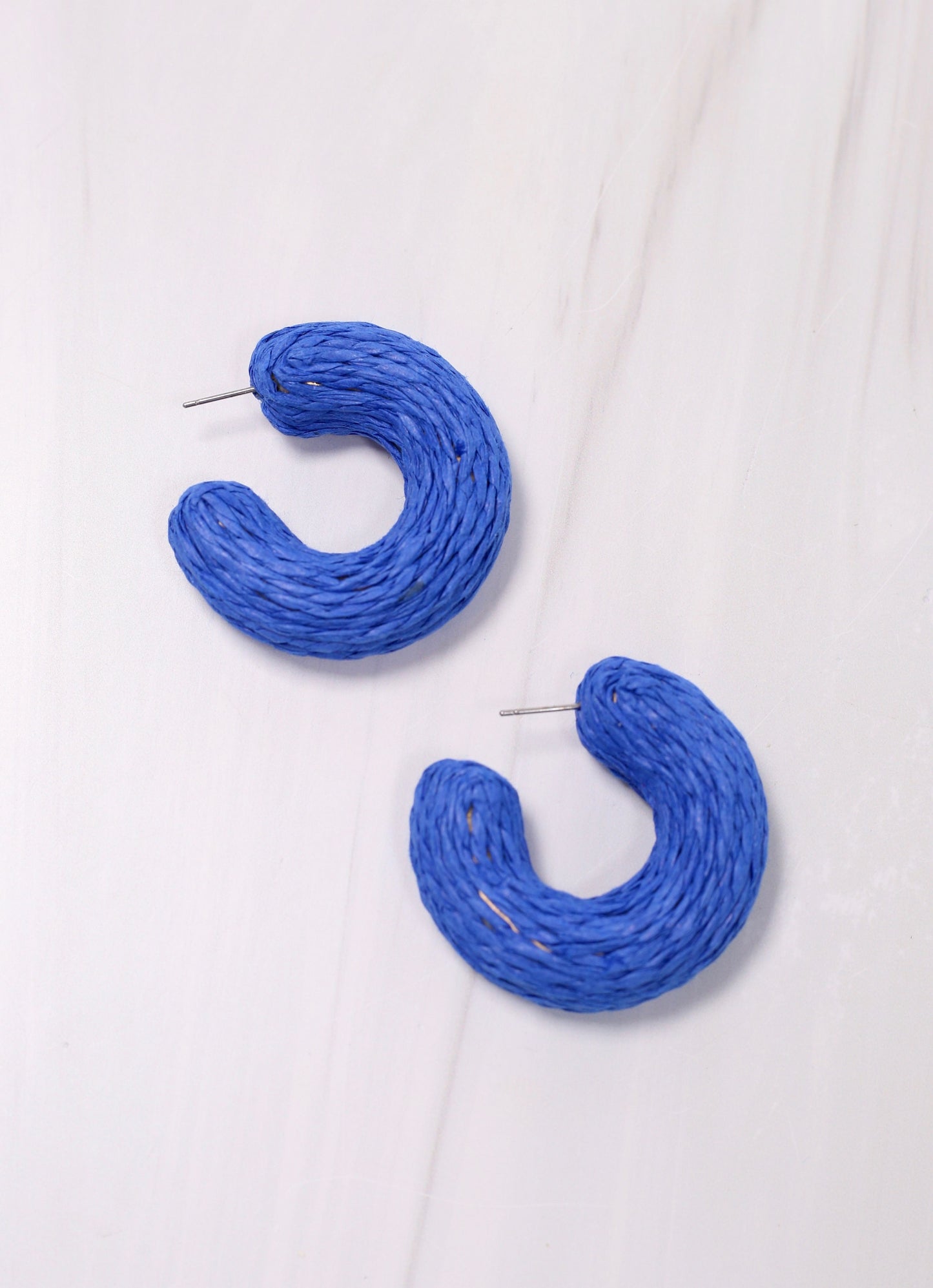 Moravian Wrapped Hoop Earring ROYAL BLUE