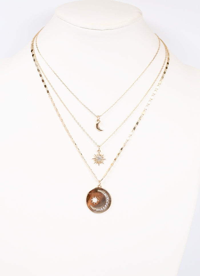 Houston Layered Necklace with Charms GOLD