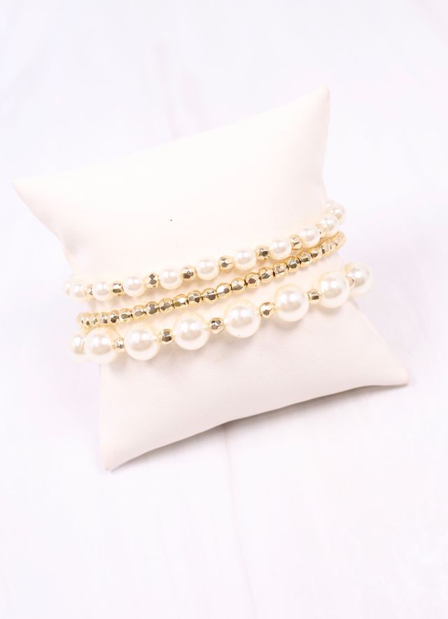 Ramos Pearl Stretch Bracelet Set Ivory