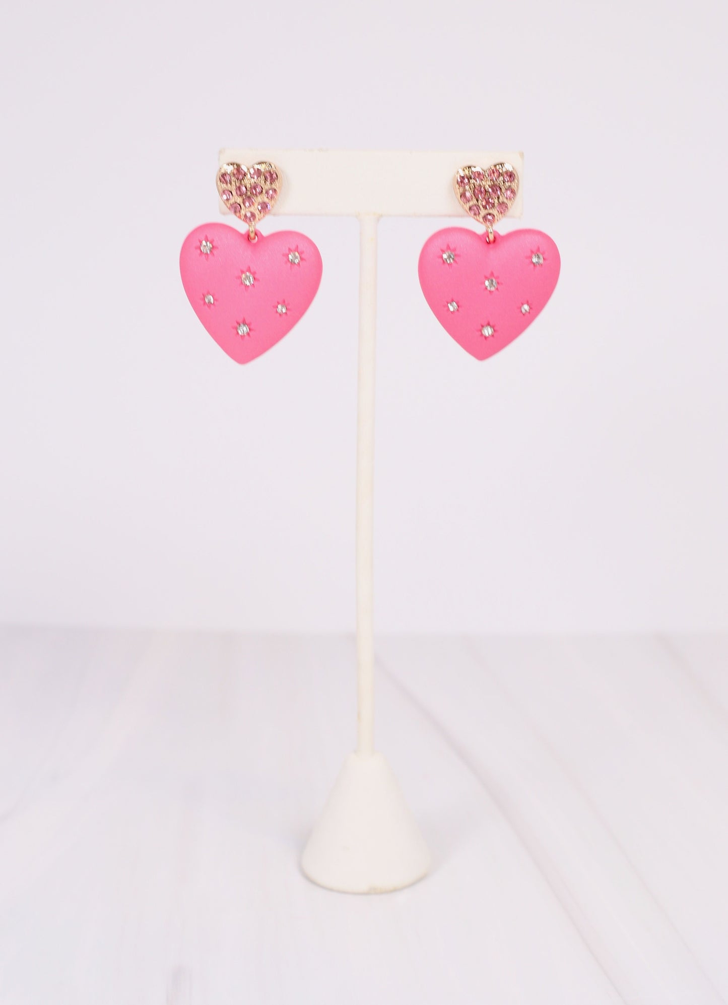 Beloved CZ Heart Earring HOT PINK