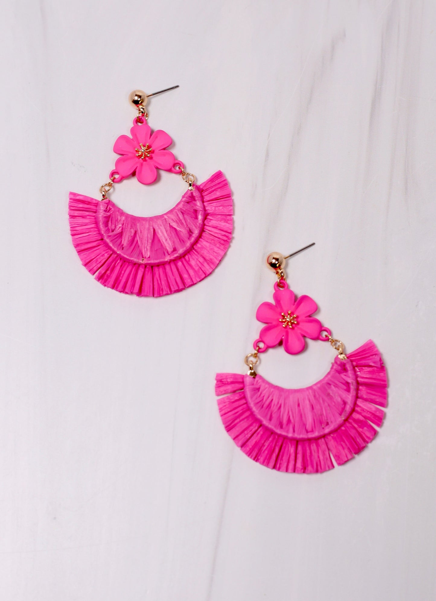 Mixon Flower Drop Earring HOT PINK