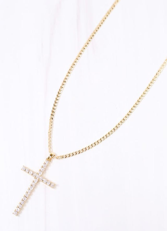 Erika CZ Cross Necklace Gold