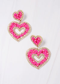Sullivan Heart Embellished Earring HOT PINK