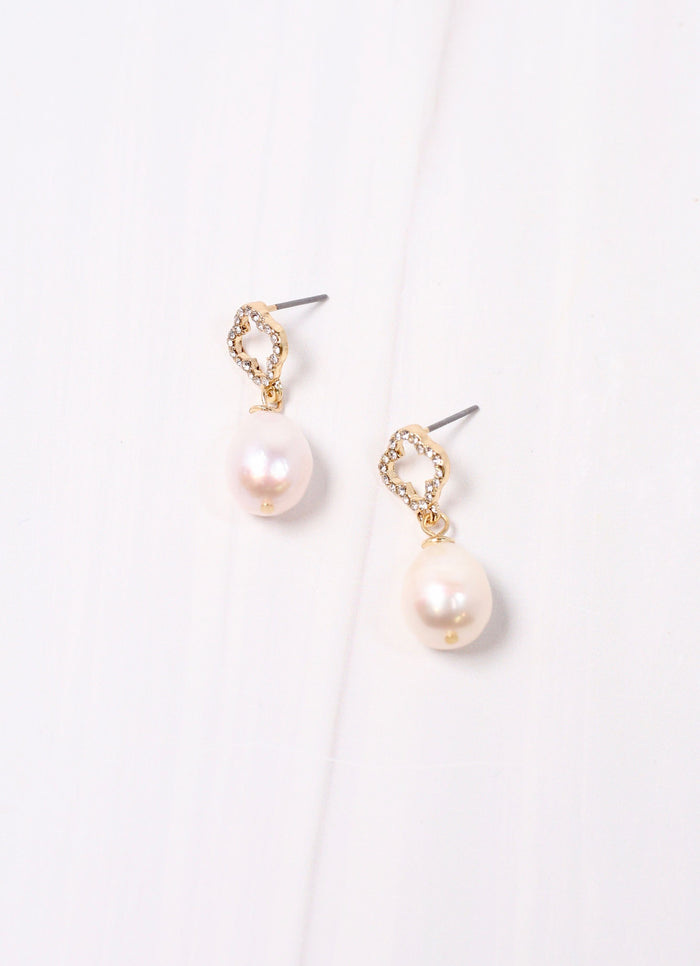 Richdale Pearl and Clover Earring GOLD