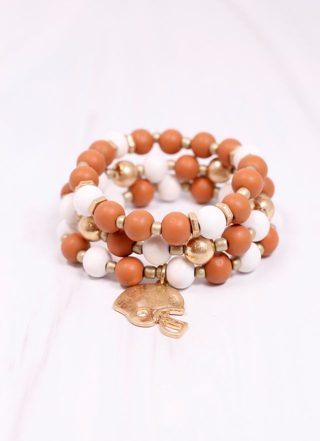 Darren Football Bracelet Set Burnt Orange