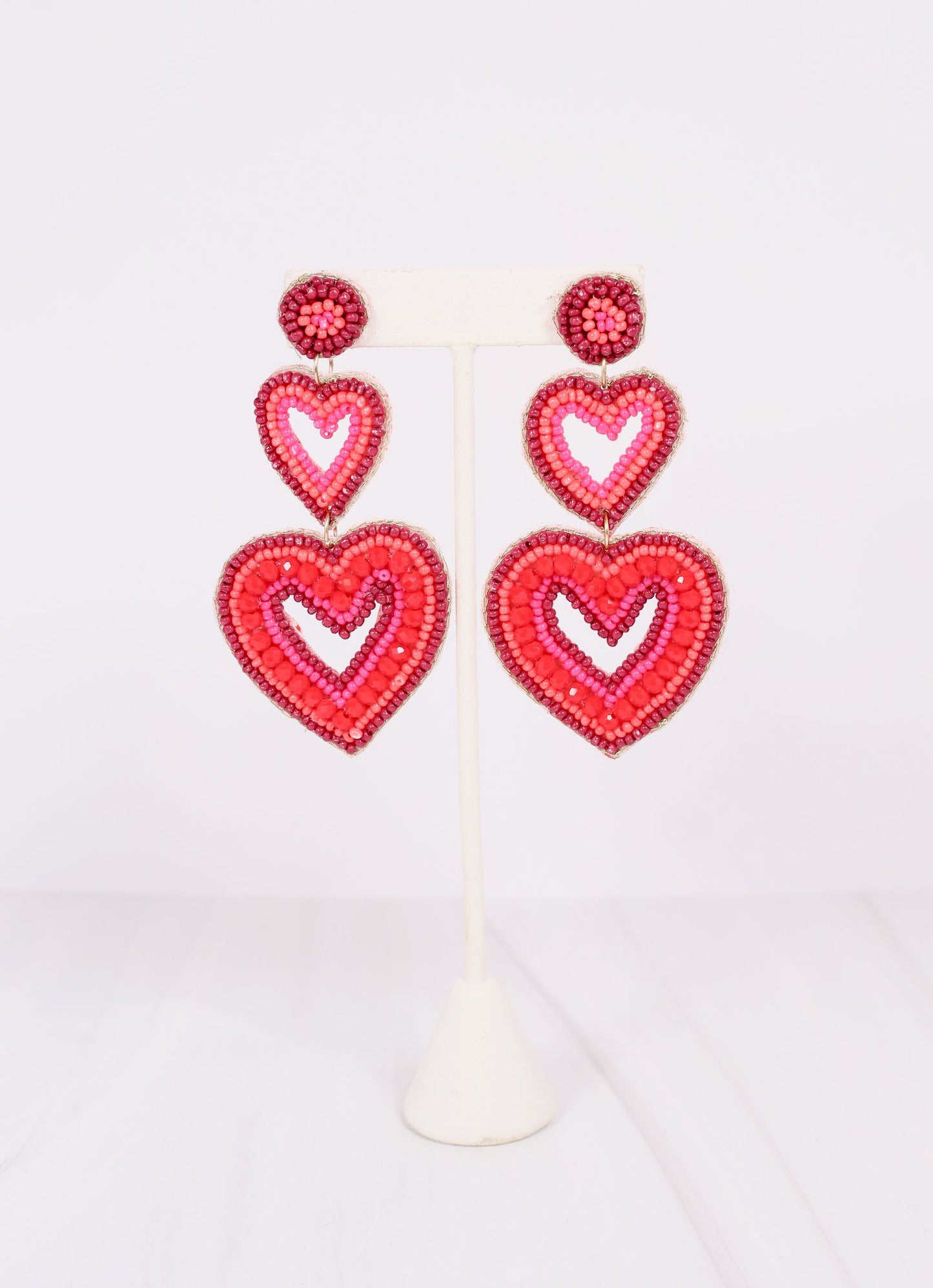 Enchanted Heart Drop Earring RED