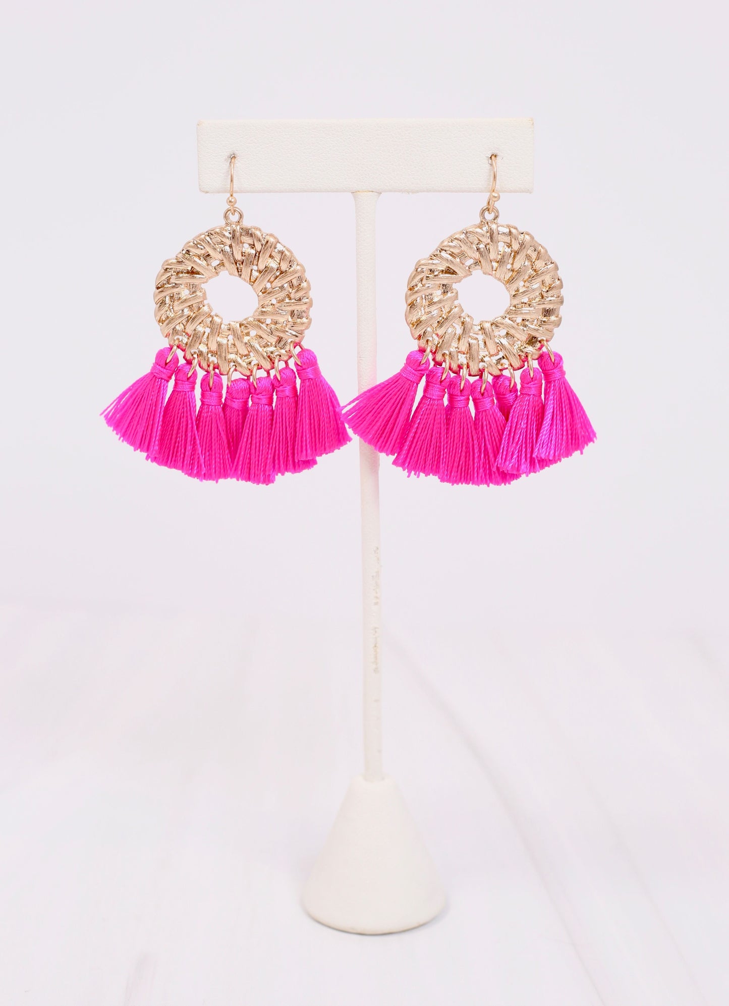 Cheshire Tassel Drop Earring HOT PINK