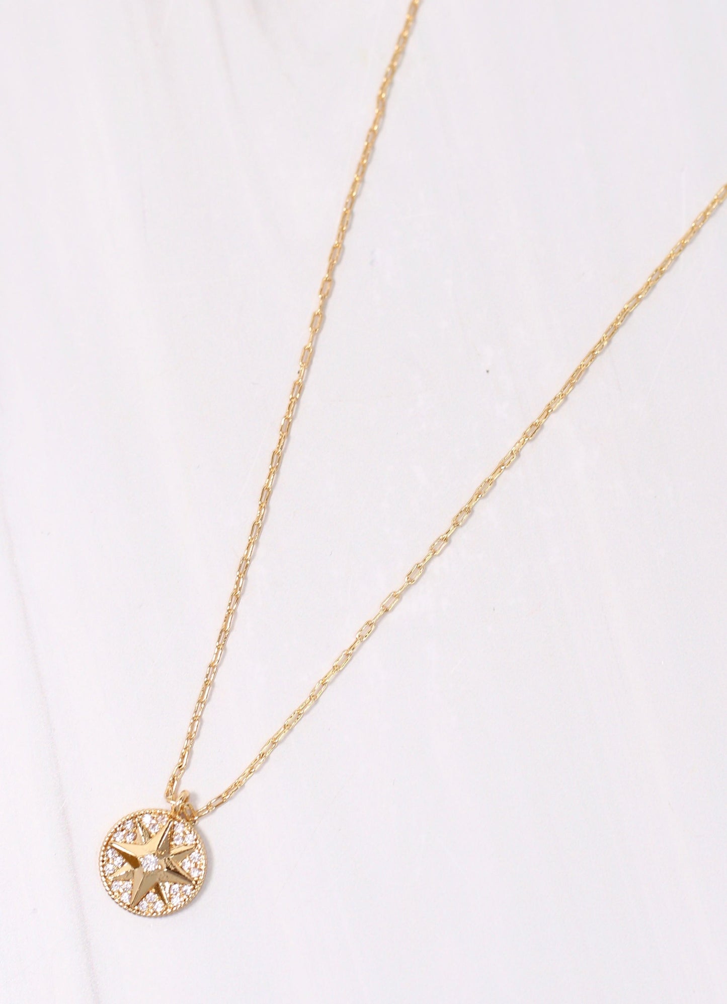 Pointe CZ Charm Necklace GOLD