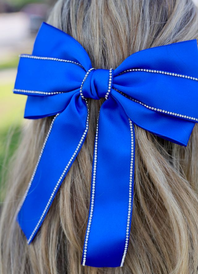 Winifred CZ Lined Hair Bow BLUE