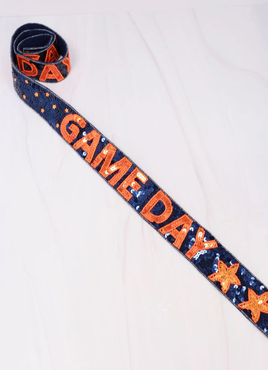 Game Day Star Sequin Strap NAVY ORANGE