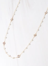 Piper Pearl and CZ Necklace IVORY