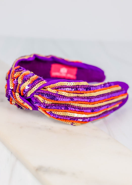 Keagan Embellished Headband PURPLE ORANGE