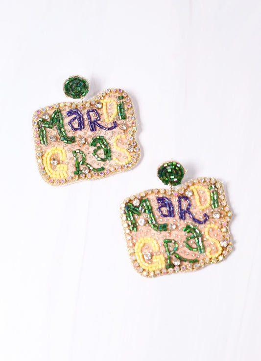 Mardi Gras CZ Earring GREEN MULTI