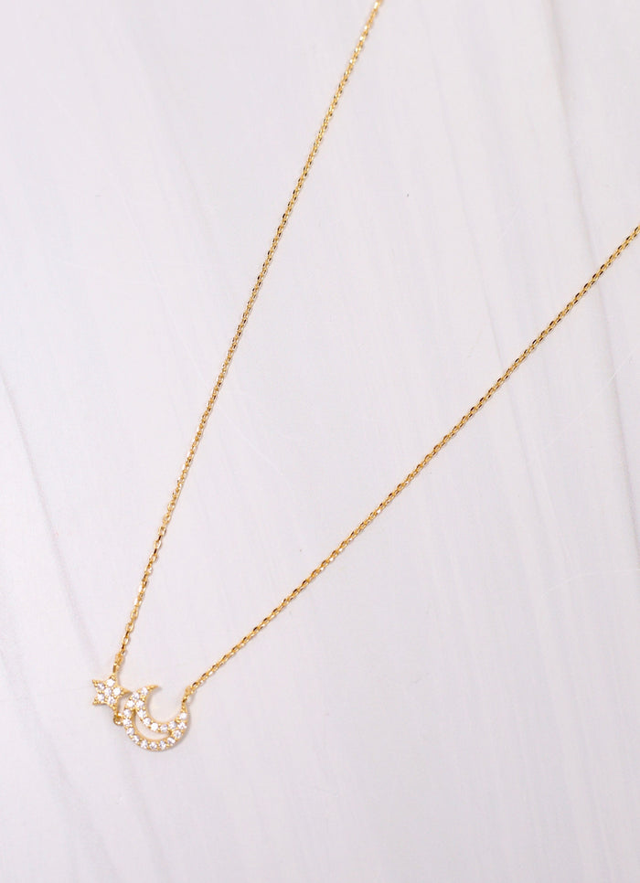 Sparkle Star & Moon Necklace GOLD