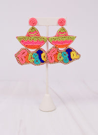 Fiesta Sombrero Embellished Earring PINK MULTI