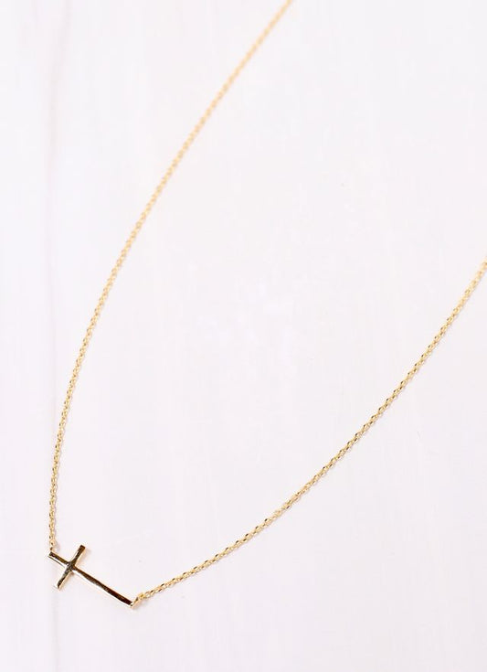 McShane Side Cross Necklacce GOLD