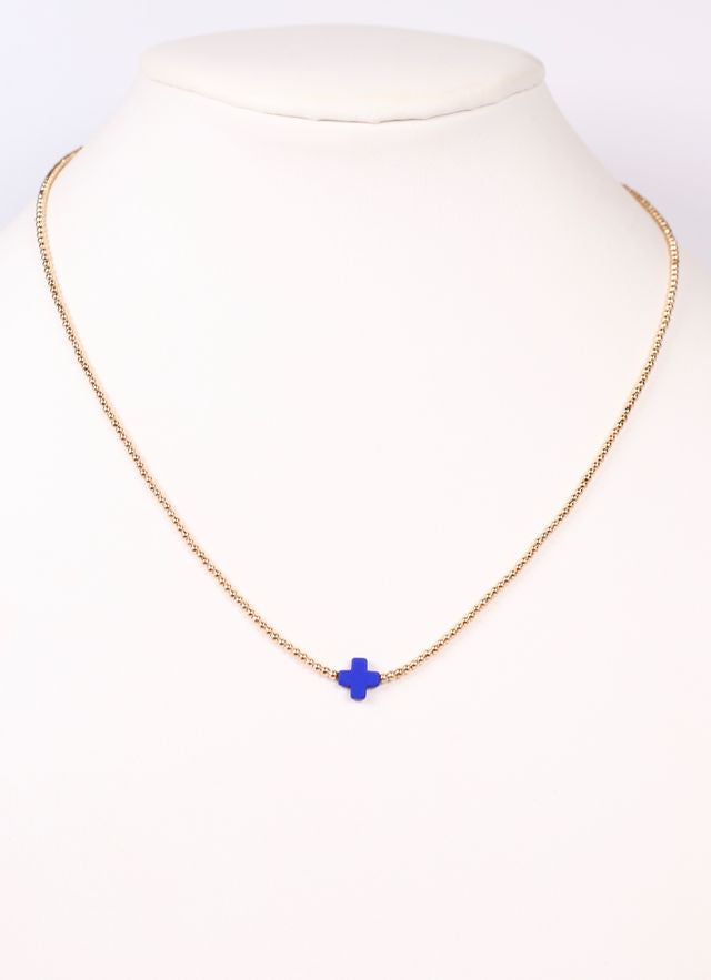 Rink Necklace with Cross BLUE