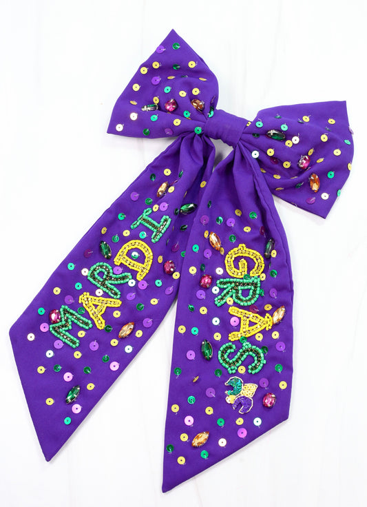 Mardi Gras Hair Bow PURPLE