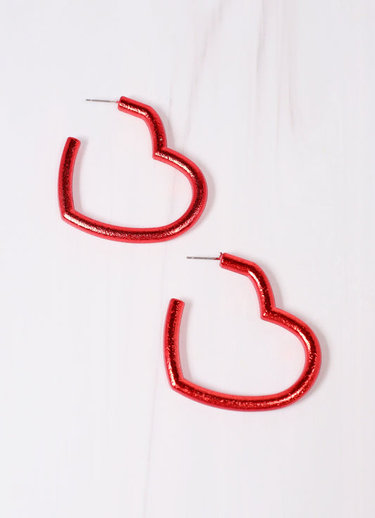 Harland Heart Hoop Earring RED