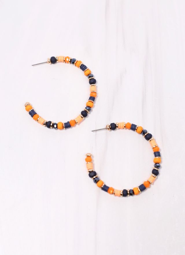 Bartlett Beaded Hoop Earring Navy Orange