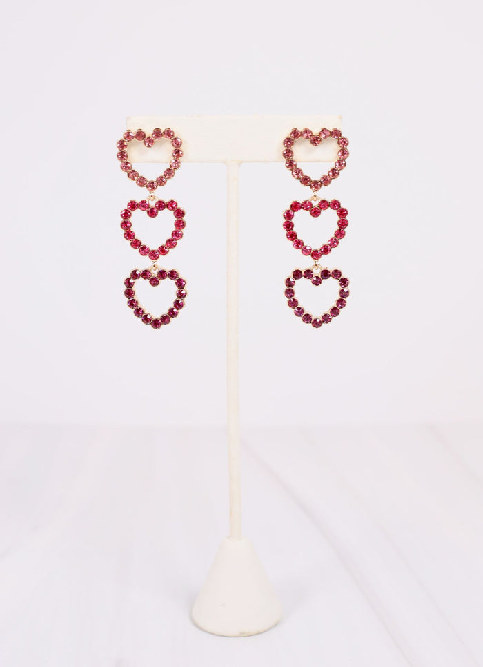 Forever Yours CZ Heart Earring PINK MULTI