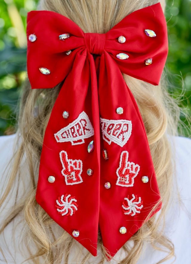 Cheer Them On Hair Bow RED