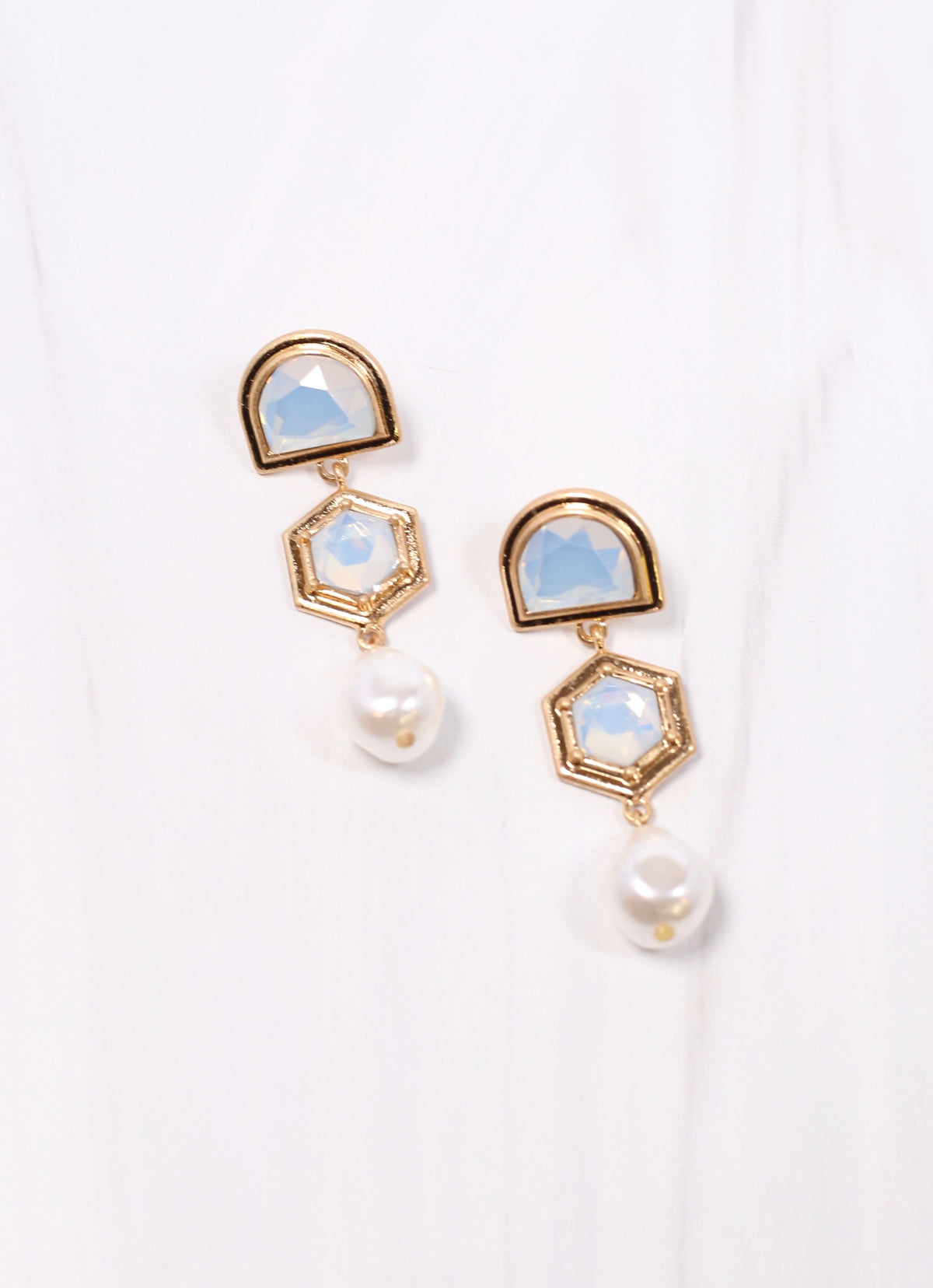 Medway Stone and Pearl Drop Earring OPAL