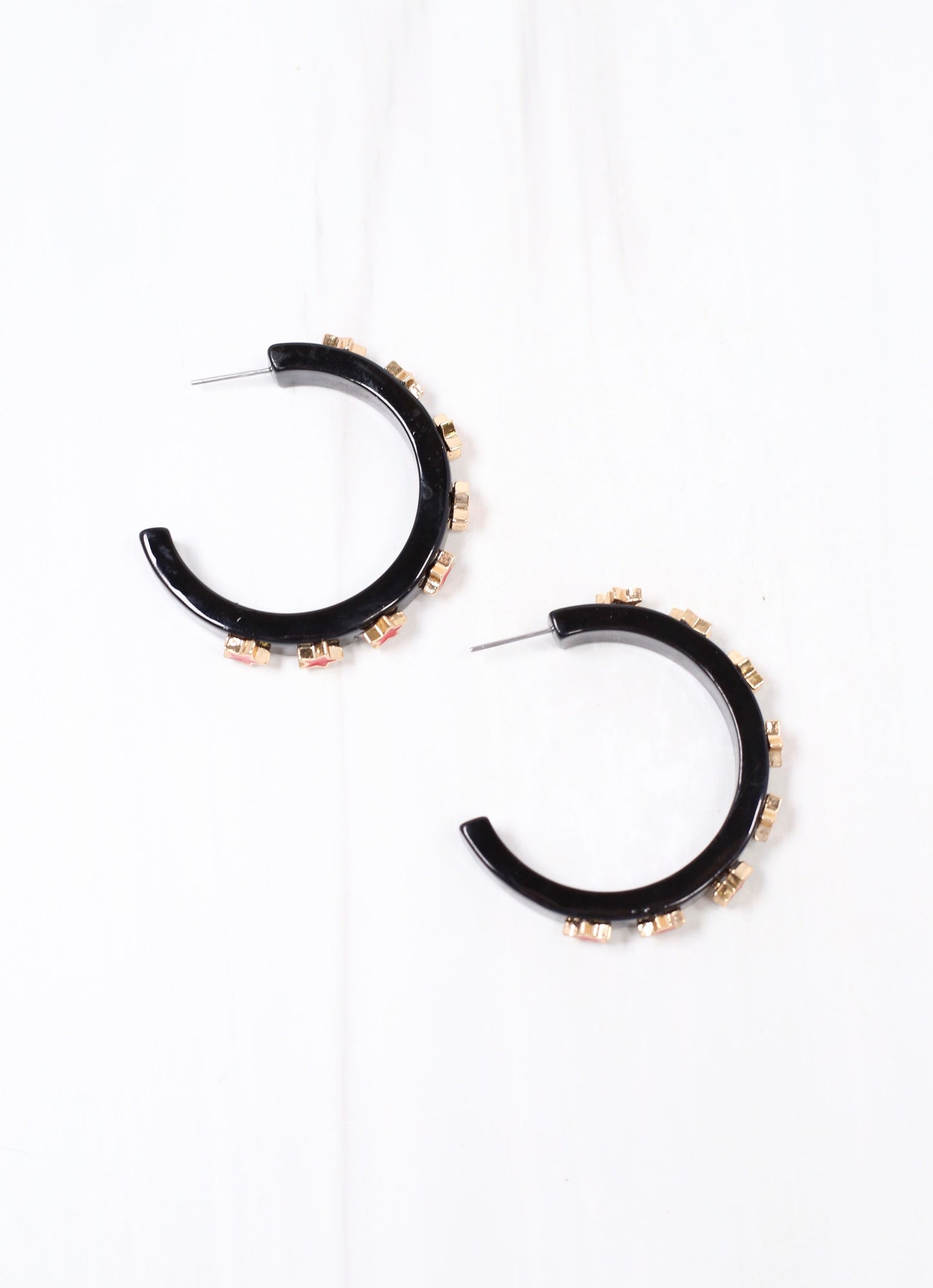 Markei Star Hoop Earring BLACK RED