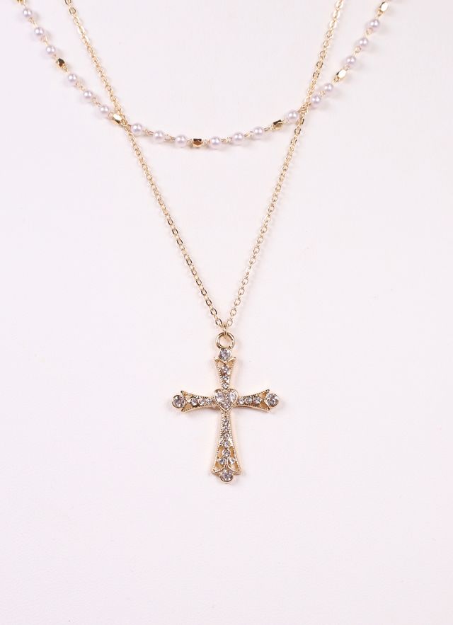 Ariadne Layered Necklace with Cross GOLD