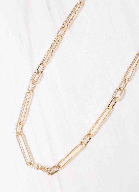 Cotillard CZ Link Necklace GOLD