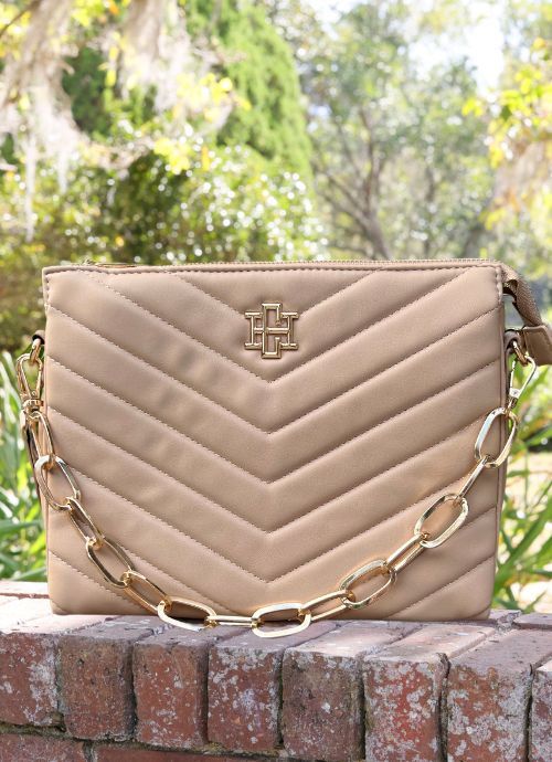 Ariana Crossbody Tan V Quilted