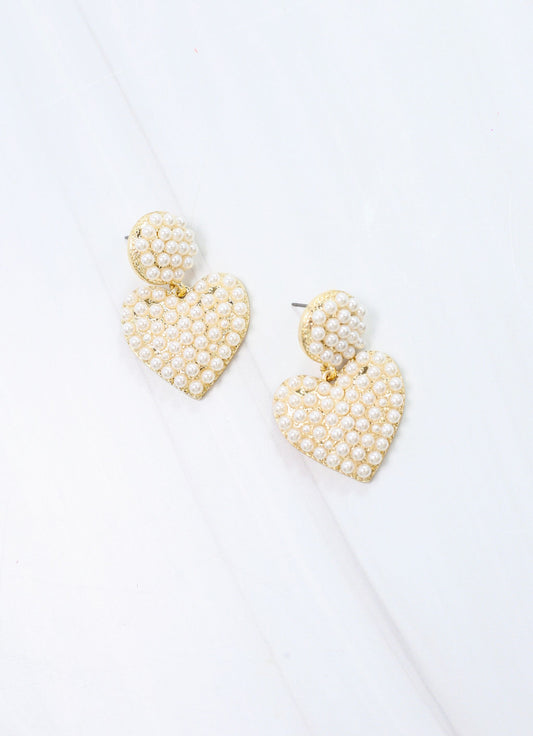 Omarion Pearl Heart Drop Earring IVORY