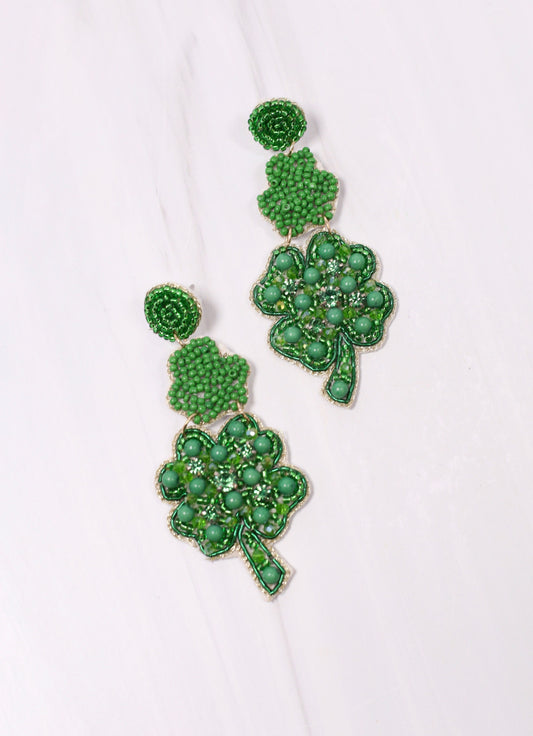 Galway Shamrock Drop Earring GREEN