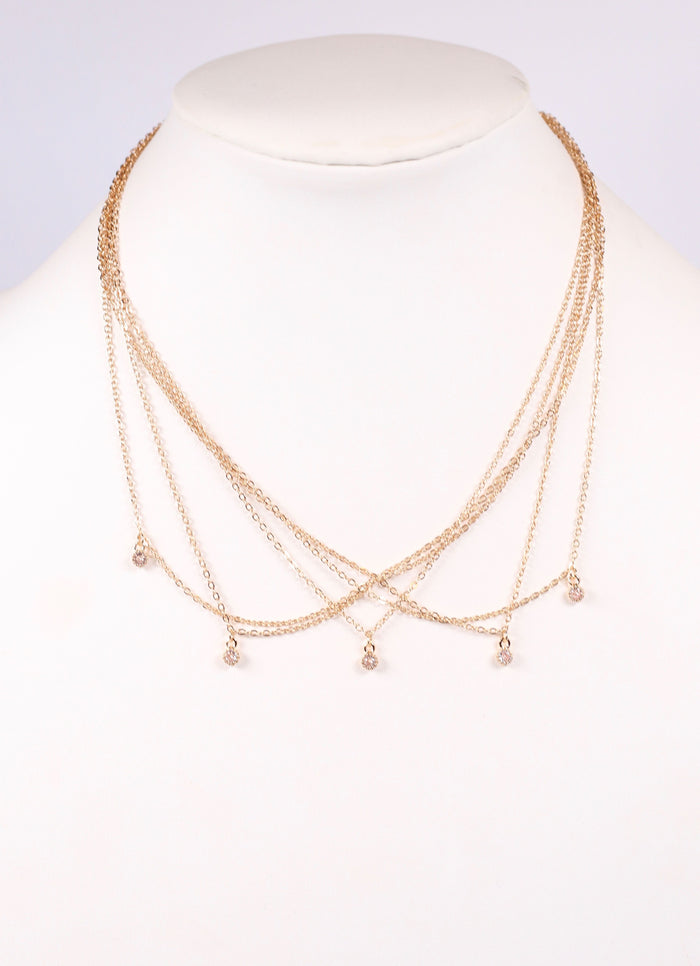 Rowley Layered CZ Necklace GOLD