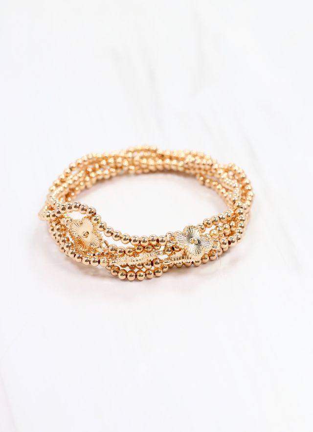 Branden Clover Bracelet Set Gold