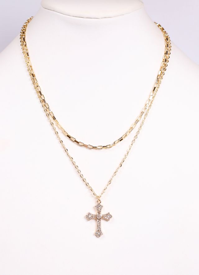 Maude Layered Cross Necklace GOLD