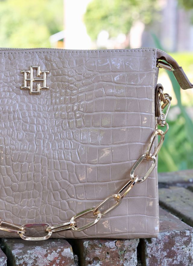 Ariana Crossbody Taupe Patent