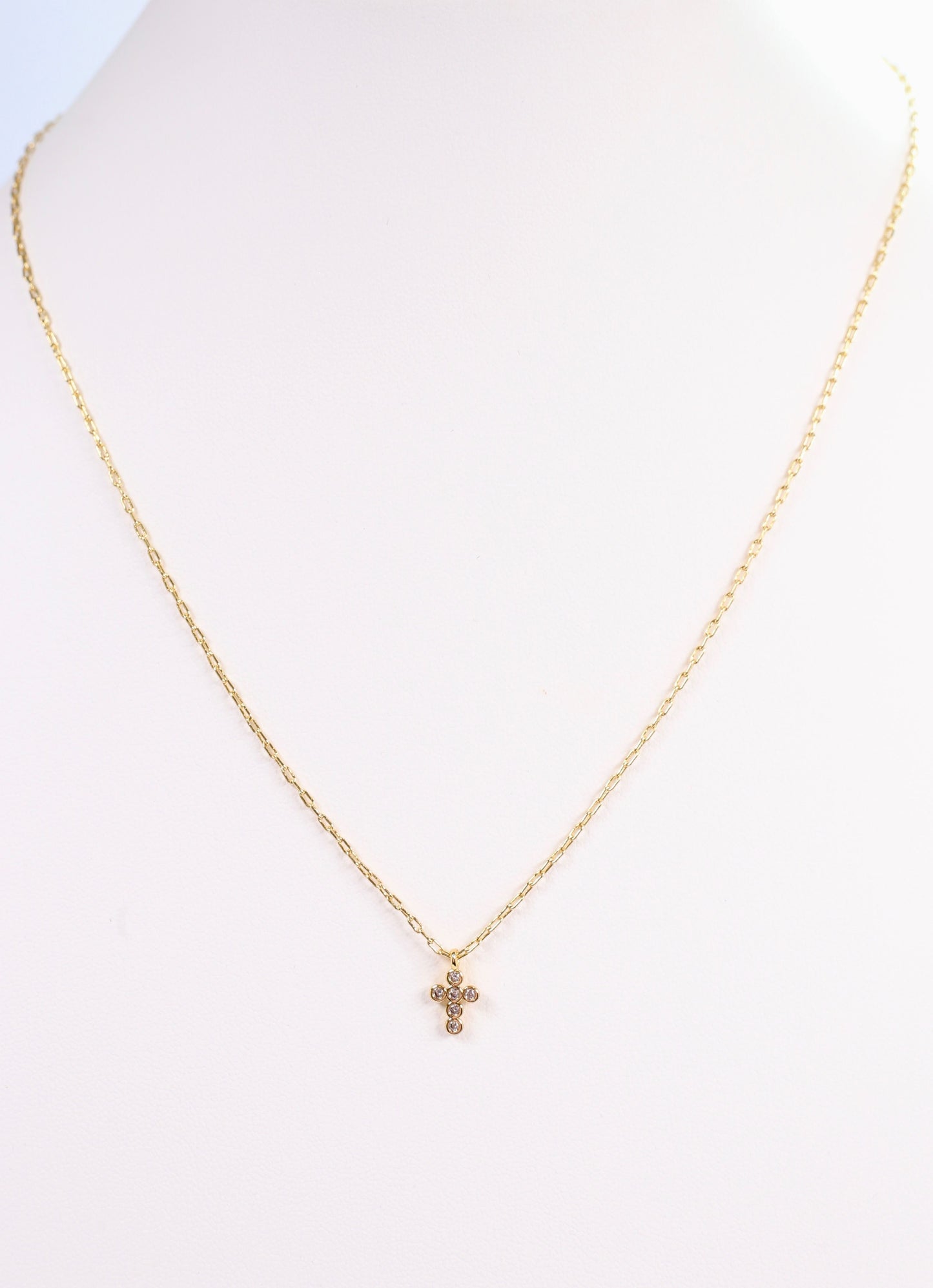 Mathew CZ Cross Necklace GOLD