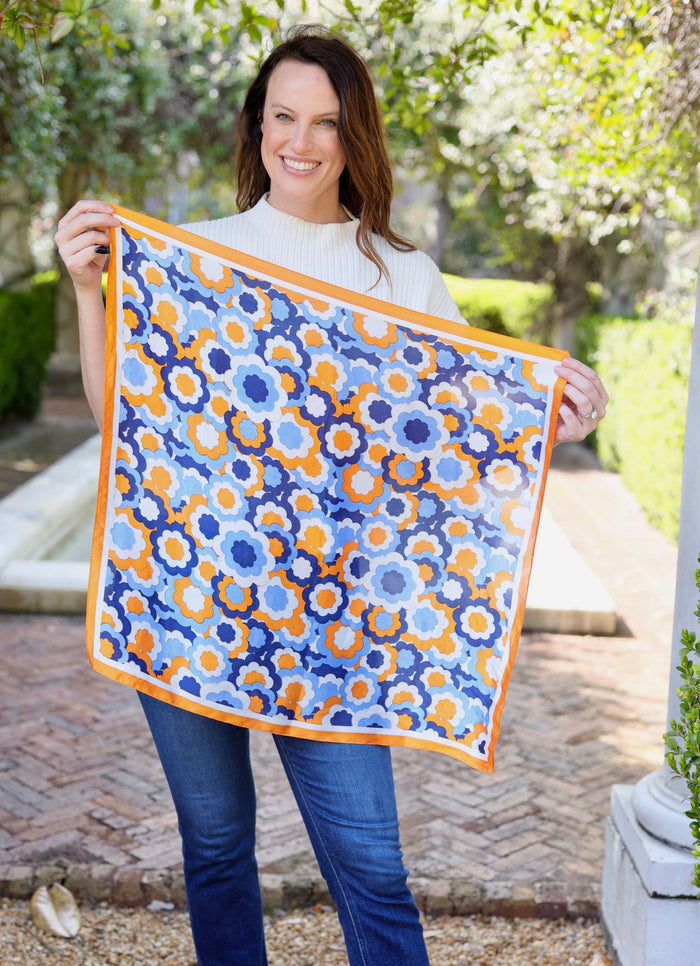 Kingsley Printed Square Scarf ORANGE