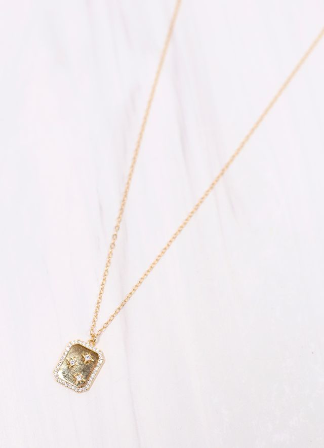 Carlin CZ Plate Necklace GOLD