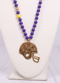 MacNeille Helmet Necklace PURPLE YELLOW