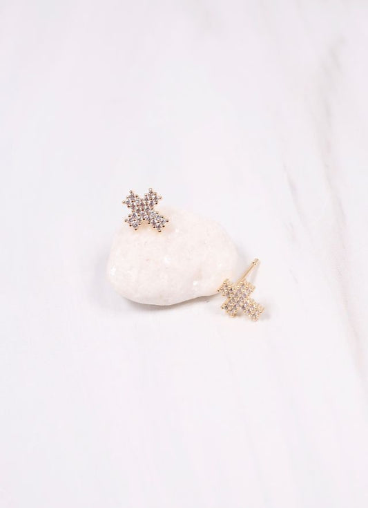 Johnny CZ Cross Stud Earring GOLD