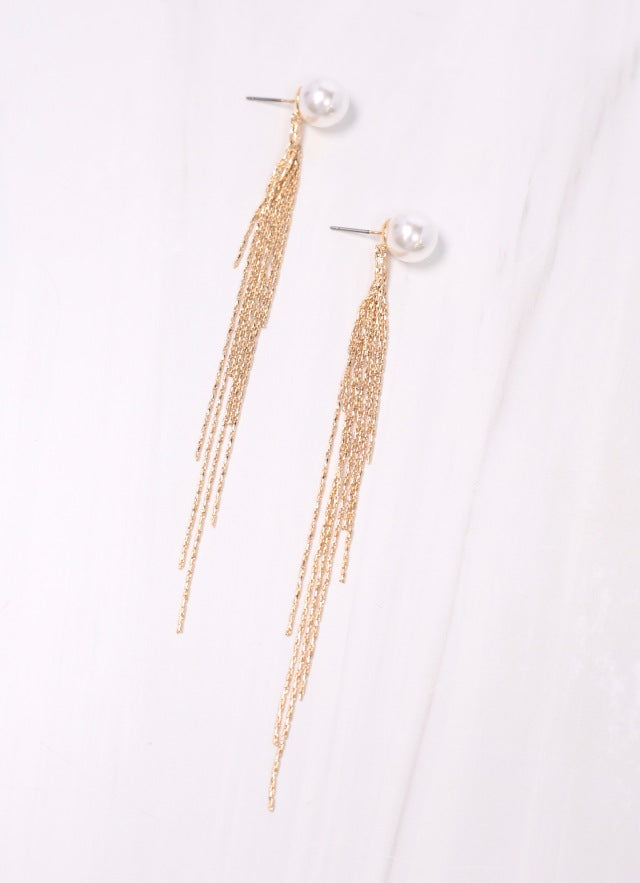 Demetri Pearl Fringe Earring GOLD