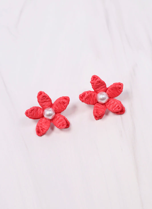 Brady Flower Earring RED