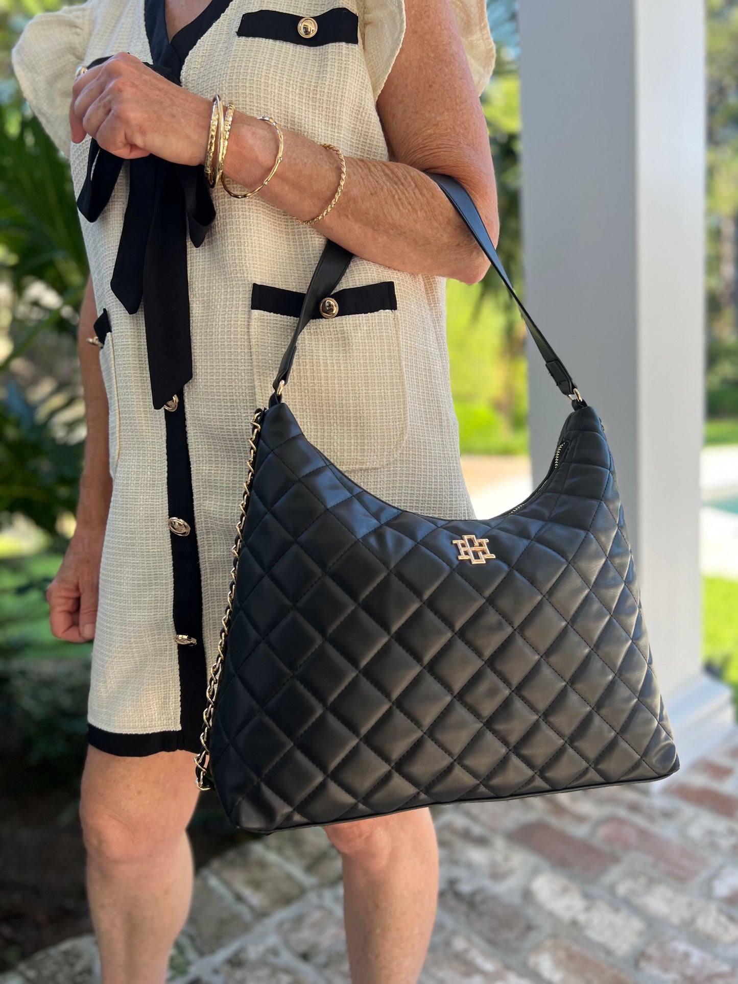 Maeve Quilted Tote Black